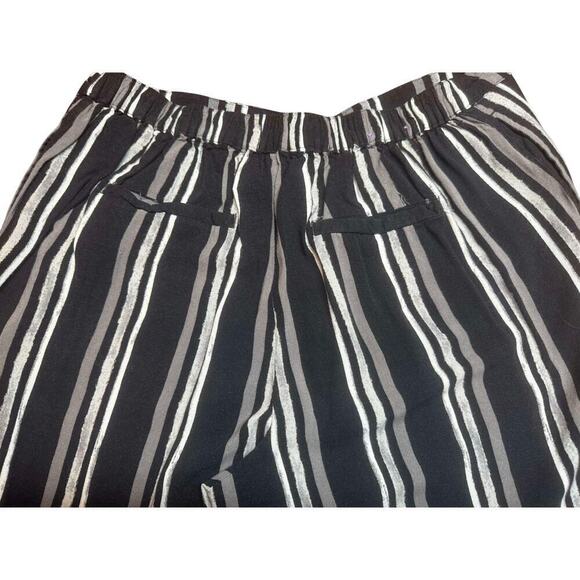 Merona Wide Leg Striped Boho Pants Light Weight Black White Gray Size Medium - Picture 3 of 5